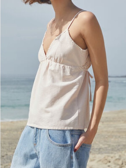 Brandy Melville John Galt 100% Linen Pink Edith Camisole Tank Top